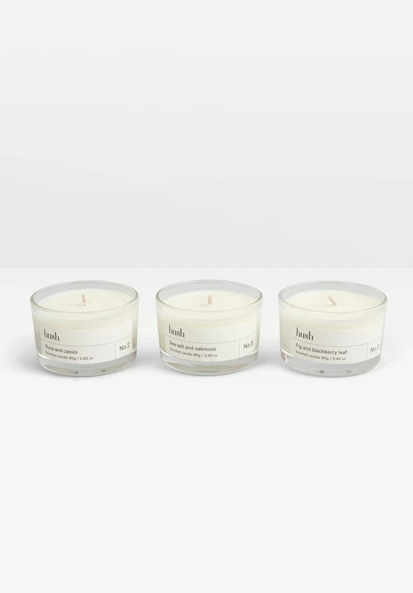 Hush Set Of Three Mini Candles 3 Hush Set Of Three Mini Candles