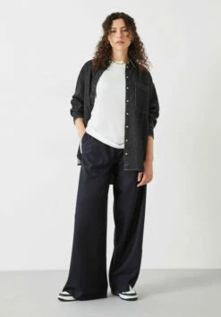 Alpa Wide Leg Wool Blend Trousers