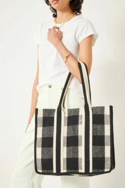 Gigi Check Textile Tote Bag -Cheap The Stylish Lady Store 009414 0456 03