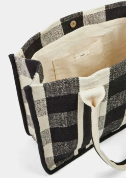 Gigi Check Textile Tote Bag -Cheap The Stylish Lady Store 009414 0456 04