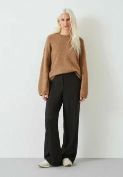 Emily Wide Leg Wool Blend Trousers