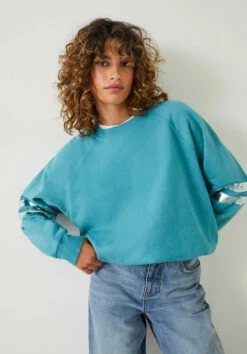 Metallic Stripe Relaxed Sweatshirt