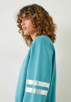 Metallic Stripe Relaxed Sweatshirt -Cheap The Stylish Lady Store 009771 1812 04