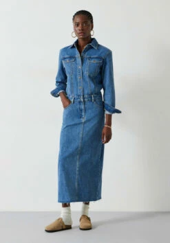 Tate Denim Maxi Shirt Dress